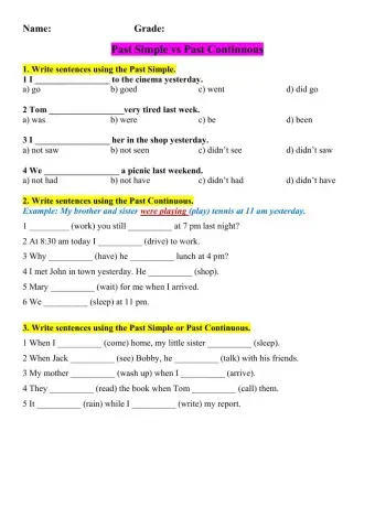 Past Simple vs Past Continuous