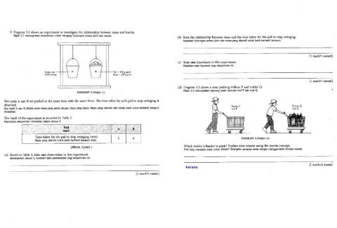 Latihan Bahagian A Kertas 2 Jisim & Inersia