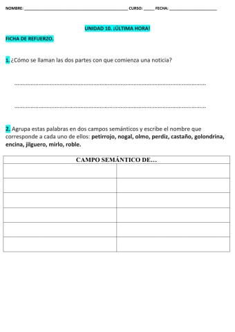 Ficha REFUERZO LCL T-10 5º EPO