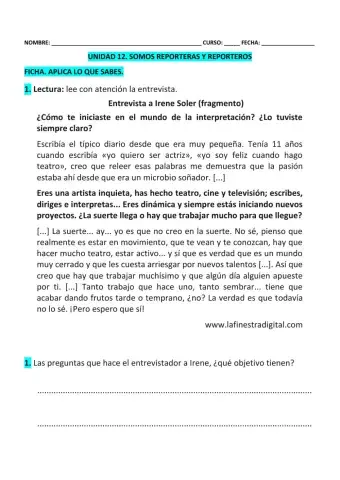 Ficha APLICA T-12 LCL 5º EPO