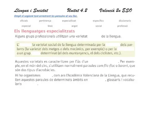 Llengua i societat 4.2 Llenguatges especialitzats