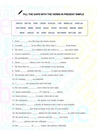 Present simple - action verbs
