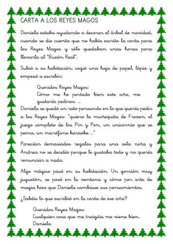 Escrito por navidad - Carta a los Reyes Magos