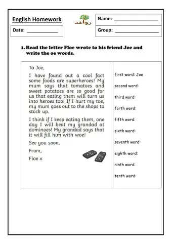 Lesson 63 - oe sound