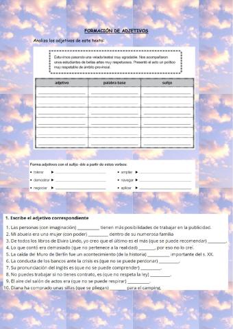 Formación de adjetivos