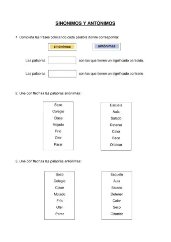Sinónimos y antónimos