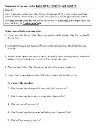 Used to Be used to Get used to