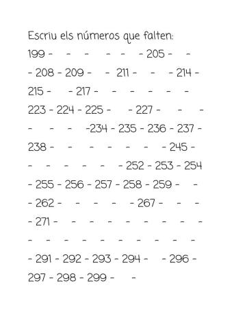Numeració 199-300