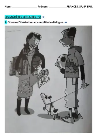 Ficha LES MATIÈRES SCOLAIRES (IV)