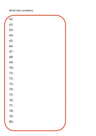 Numbers 61-80