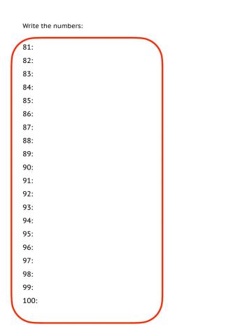 Numbers 81-100