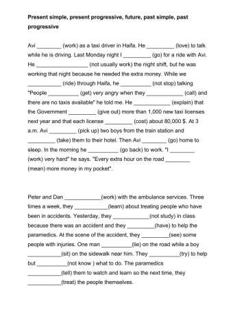 Five tenses mixed practice