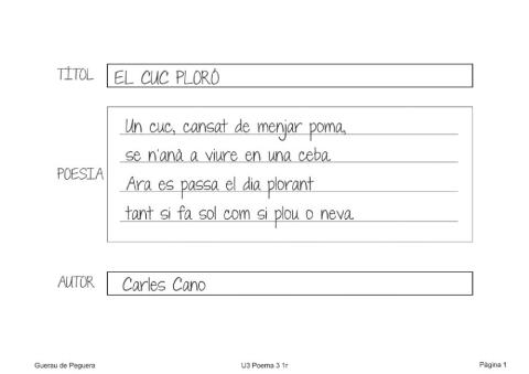 Poesia EL CUC PLORÓ