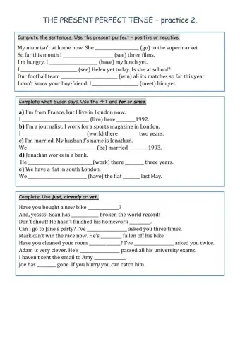 Present Perfect Tense - practice 2.