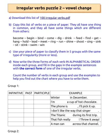 Irregular verbs puzzle 2