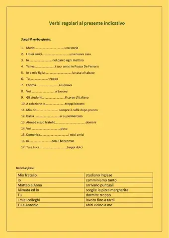 Il presente indicativo dei verbi regolari