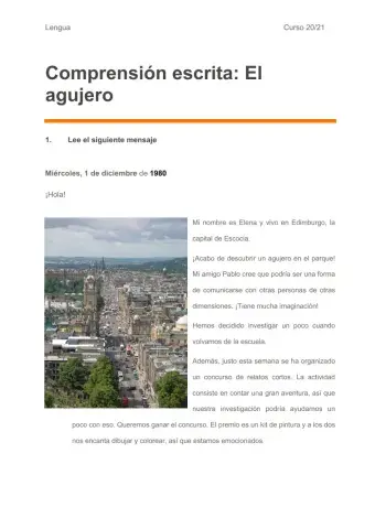 Comprensión Lectora: el agujero