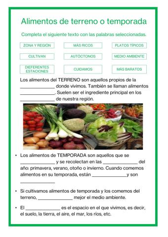 Alimentos de terreno o temporada