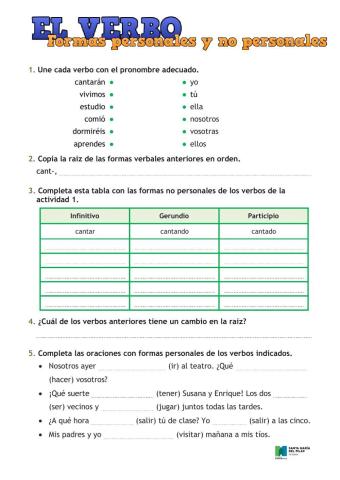 El verbo: Formas personales y no personales