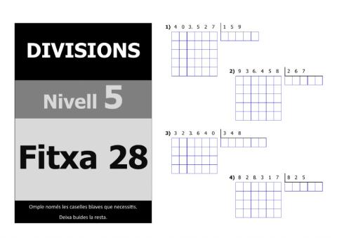 Divisions nivell 5 - 5è nivell - Fitxa 28