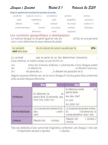 Llengua i societat. Unitat 5.1