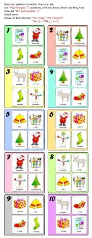 Christmas vocabulary game