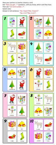 Christmas vocabulary game
