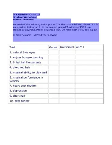 Genetics nature VS nurture