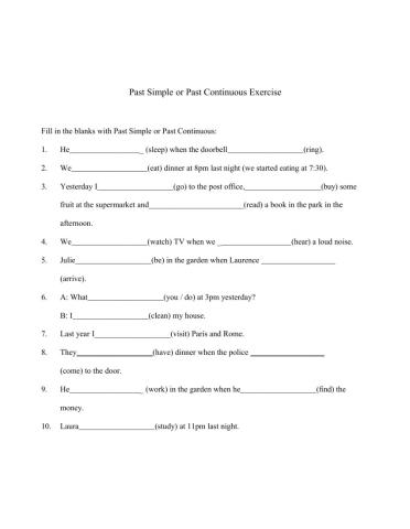 Past Simple vs Past Continuous