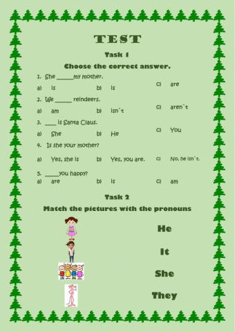 Christmas. To be. Pronouns. Test