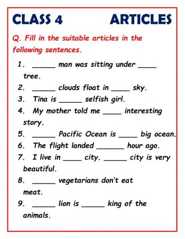 Articles for class 4