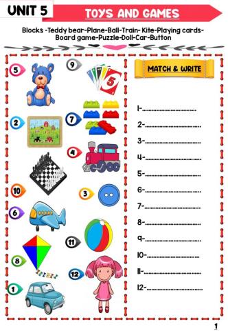 Toys Worksheet