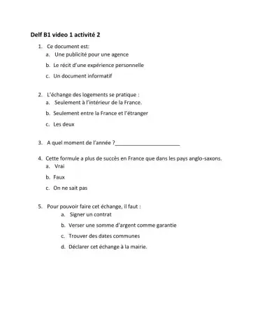 Ecoute:  B1 échange de maison