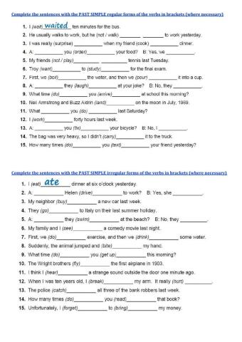Past simple - regular and irregular verbs
