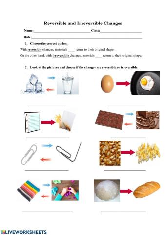 Reversible and irreversible changes