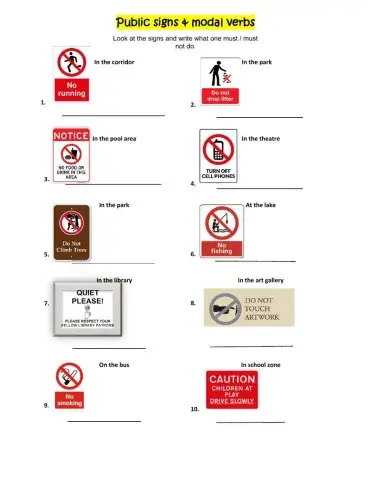 Public signs and modal verbs