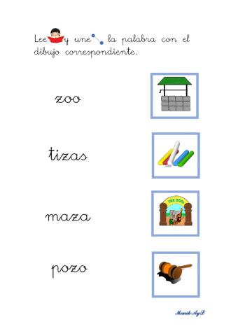 Lectura 20  + z. Asociación palabra - dibujo.