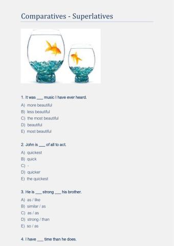 Comparatives -Superlatives Worksheet