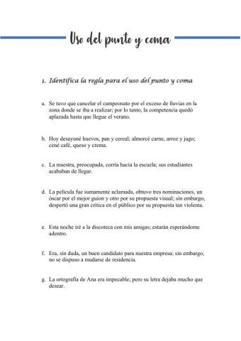 Uso del punto y coma