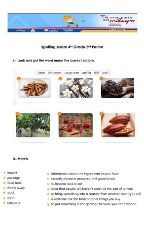 Spelling exam 4th grade 3rd period