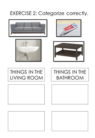 Things Around Us(Living room & Bathroom) : exercise 2