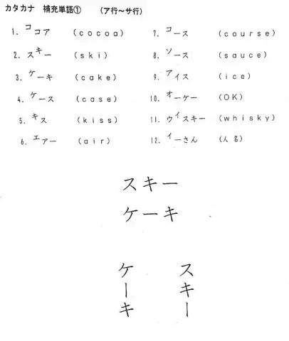 50音（ア行～サ行）