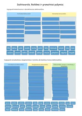 Daiktavardis. Reikšmė ir gramatiniai požymiai. 6 kl.