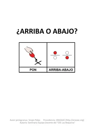 Material Teacch concepto arriba-abajo