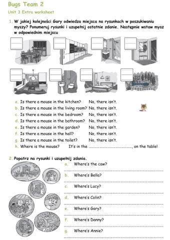 Bugs Team 2 Unit 3 Extra worksheet