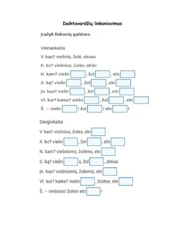 Daiktavardžių linksniavimas 6 kl