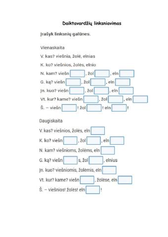 Daiktavardžių linksniavimas 6 kl