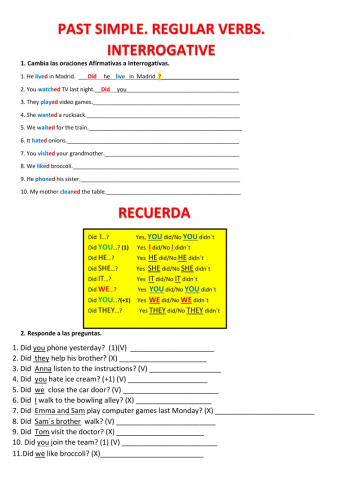 Regular Verbs Interrogative