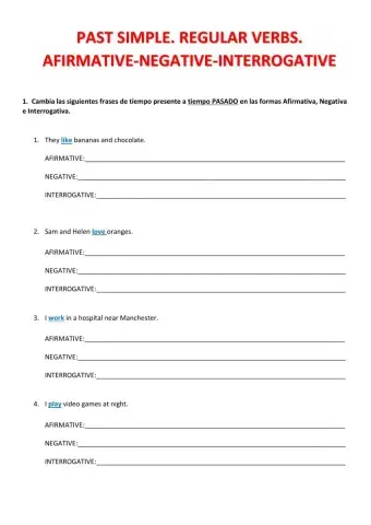 Regular Verbs afirmative, negative, interrogative