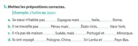 Les prépositions et les pays (situation)